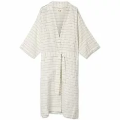 Ferm LIVING Field Bademantel One Size, Altweiß / Chocolate
