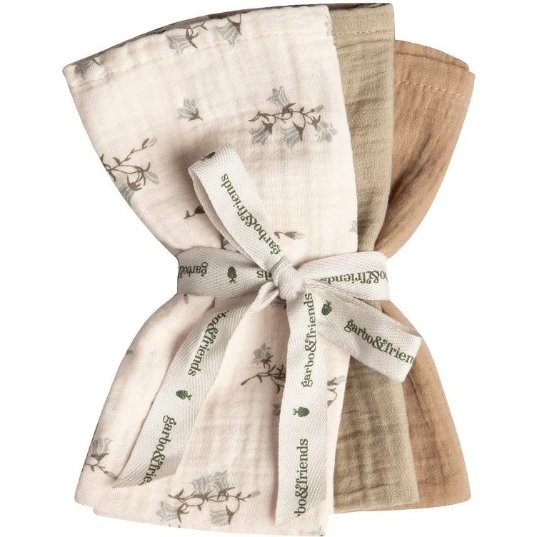 Garbo & Friends Bluebell Muslin Spucktücher 3-er Set, 40X40 Cm 1 Garbo & Friends Bluebell Muslin Spucktücher 3-er Set, 40X40 Cm