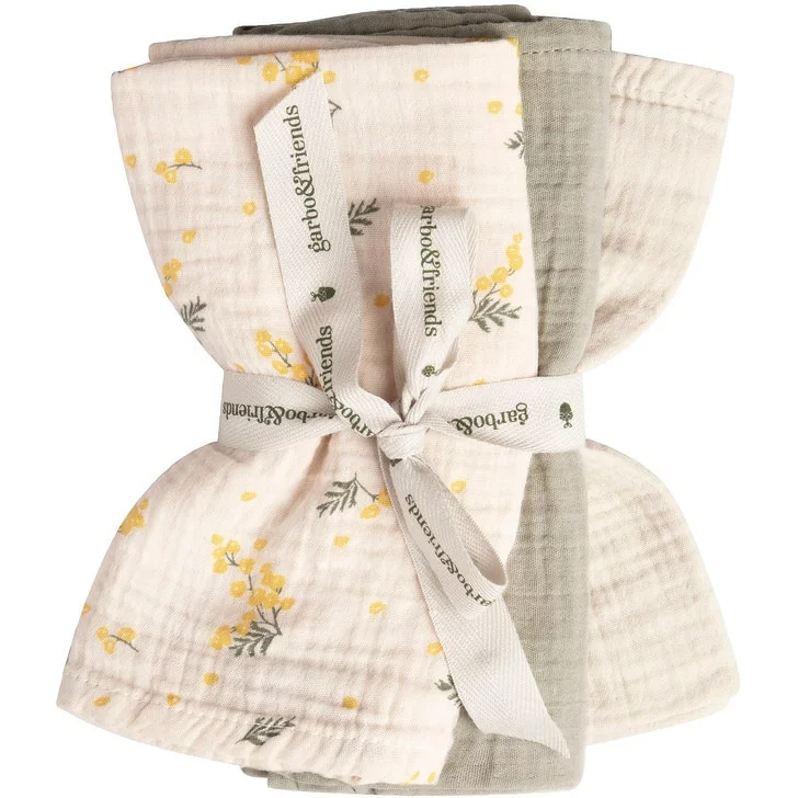 Garbo & Friends Mimosa Muslin Spucktücher 3-er Set, 40X40 Cm 1 Garbo & Friends Mimosa Muslin Spucktücher 3-er Set, 40X40 Cm
