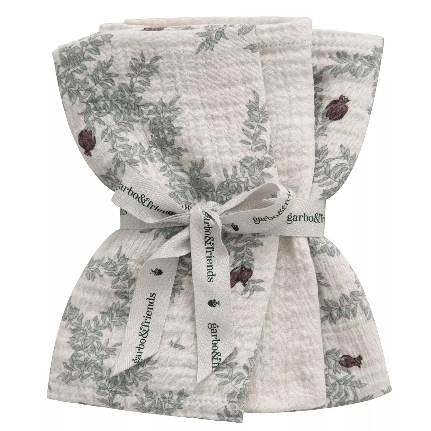 Garbo & Friends Pomegranate Spucktücher 3-er Set Musselin, 40x40 Cm 1 Garbo & Friends Pomegranate Spucktücher 3-er Set Musselin, 40x40 Cm