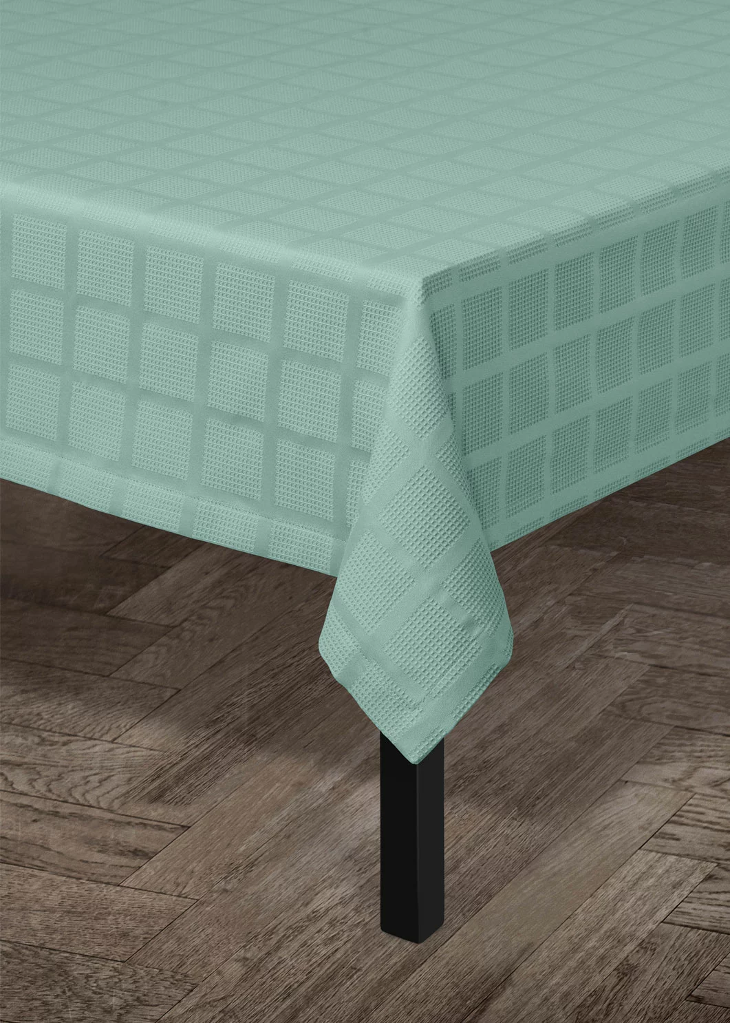 Juna Brick Damast-Tischdecke Türkis, 150x270 Cm 2 Juna Brick Damast-Tischdecke Türkis, 150x270 Cm – Bild 2