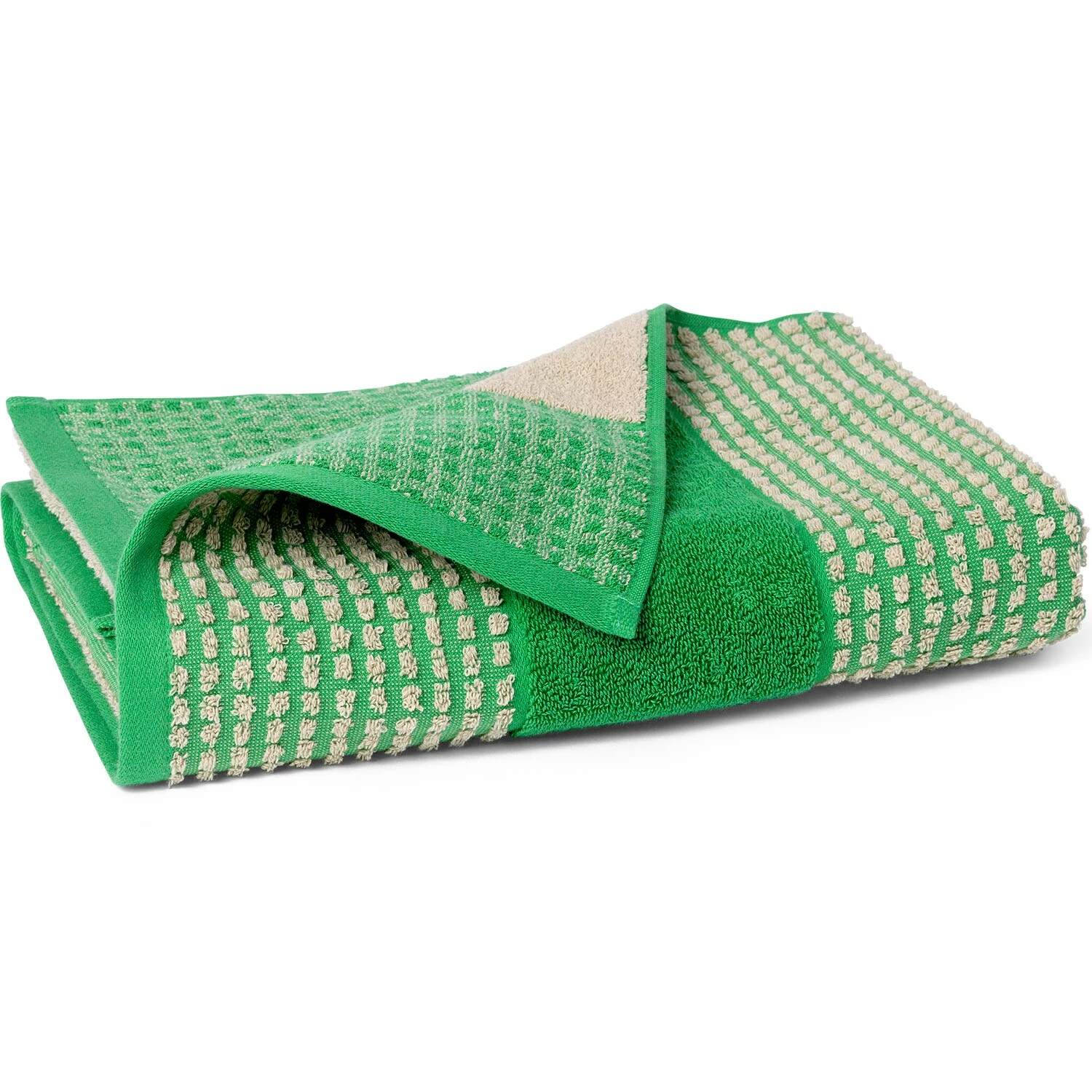 Juna Check Handtuch 140x70 Cm, Grün/Sandfarben 2 Juna Check Handtuch 140x70 Cm, Grün/Sandfarben – Bild 2