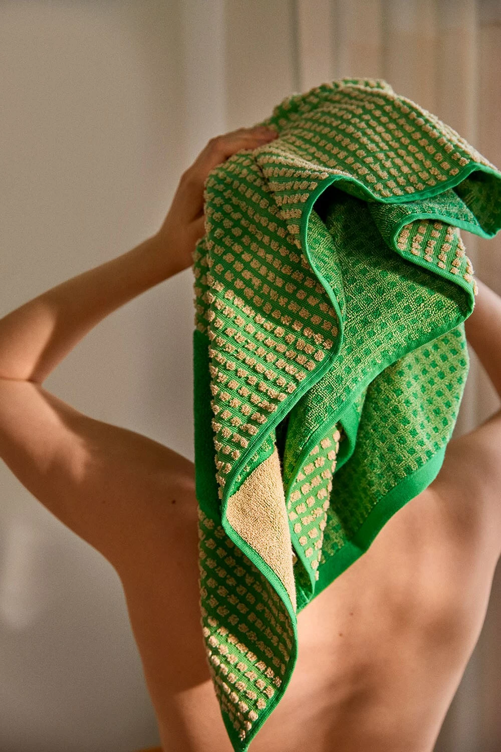 Juna Check Handtuch 100x50 Cm, Grün/Sandfarben 6 Juna Check Handtuch 100x50 Cm, Grün/Sandfarben – Bild 6