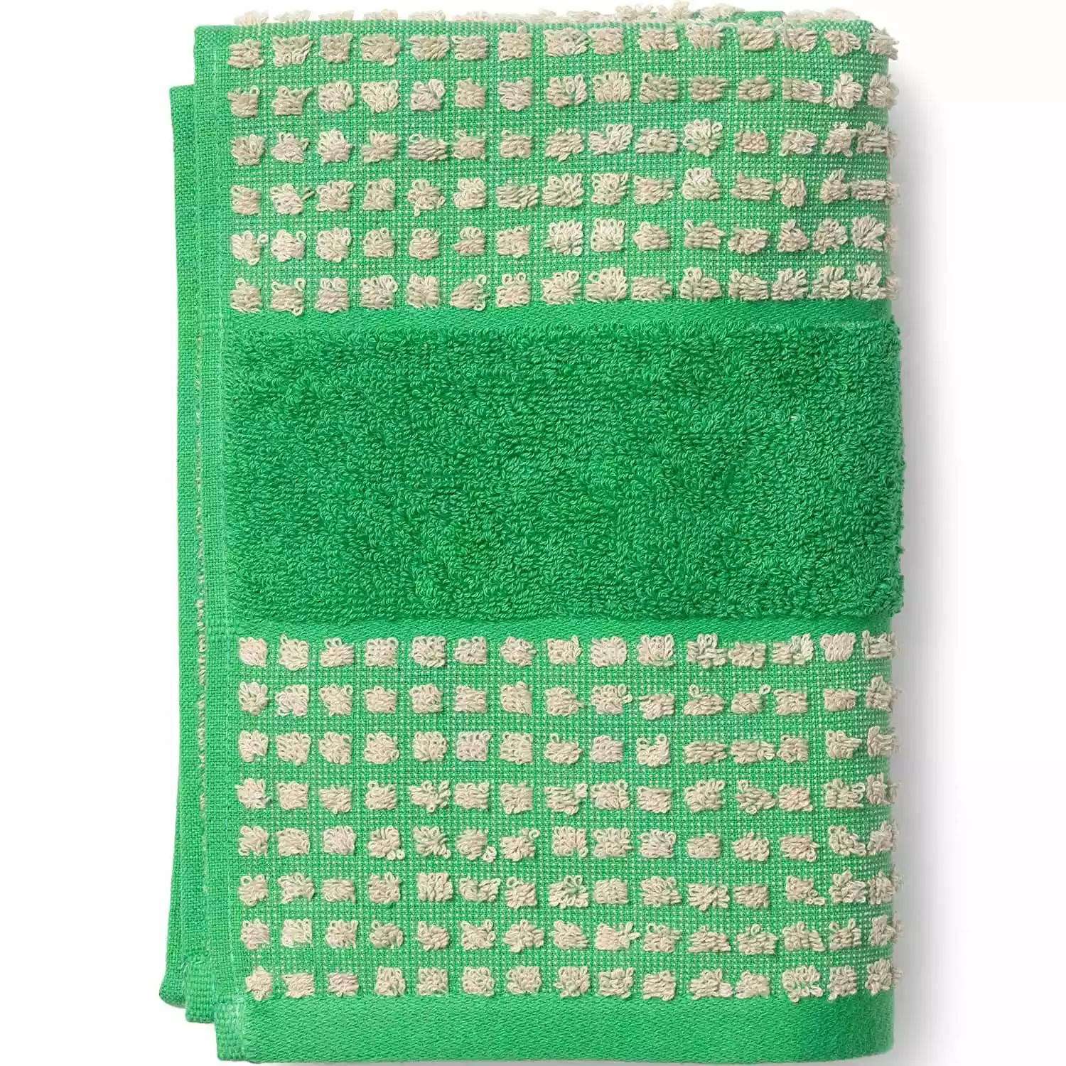 Juna Check Handtuch 100x50 Cm, Grün/Sandfarben 1 Juna Check Handtuch 100x50 Cm, Grün/Sandfarben