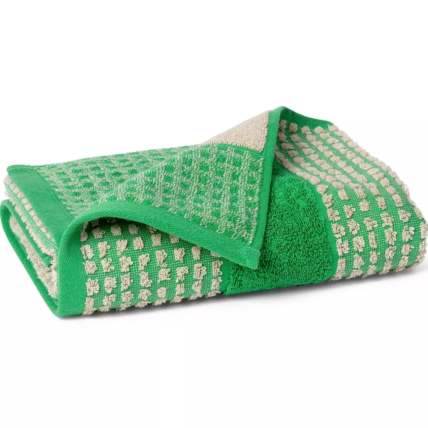 Juna Check Handtuch 100x50 Cm, Grün/Sandfarben 2 Juna Check Handtuch 100x50 Cm, Grün/Sandfarben – Bild 2