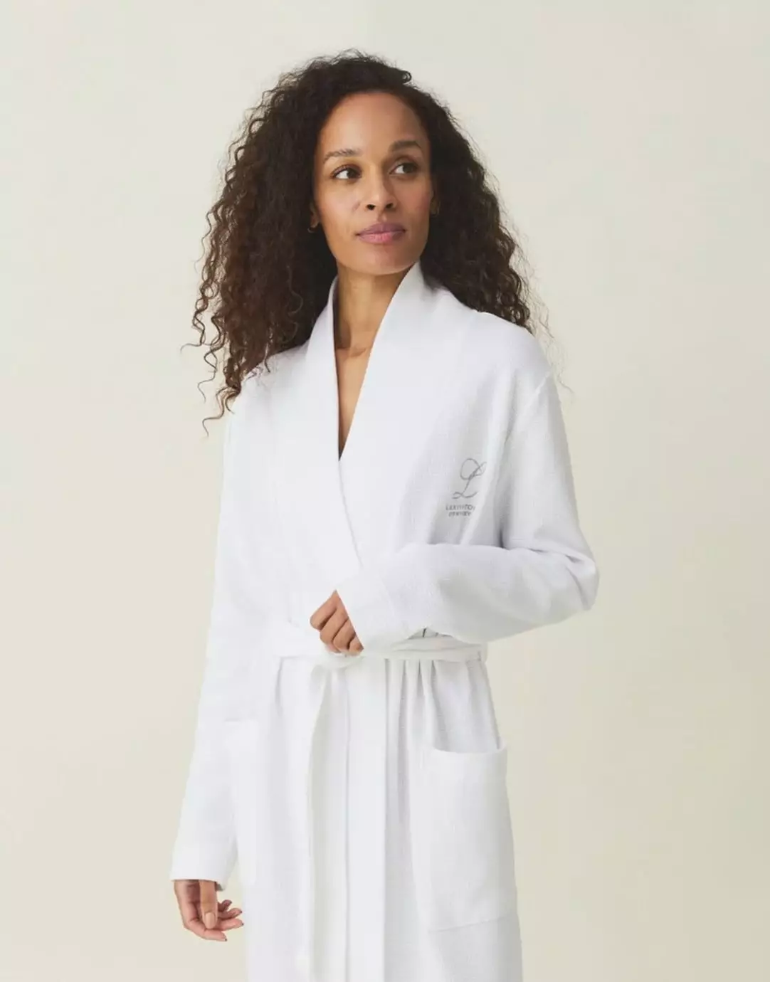 Lexington Aubrey Cotton Waffle Bademantel L, Weiß 3 Lexington Aubrey Cotton Waffle Bademantel L, Weiß – Bild 3