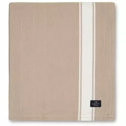 Lexington Icons Herringbone Striped Tischdecke, Beige / Weiß