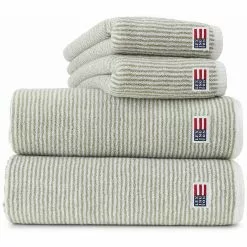 Lexington Original Striped Handtuch Weiß / Vintage Green, 100x150 Cm
