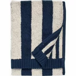 Marimekko Kaksi Raitaa Gästehandtuch Sand / Dunkelblau, 30x50 Cm