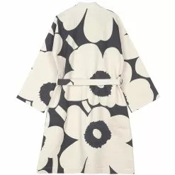 Marimekko Unikko Bademantel Altweiß/Charcoal, S -Kindertextilien Verkäufe marimekko unikko bathrobe 1