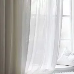 Mimou Kelly Vorhang Leinen Doppelte Breite Weiß, 293x290 Cm