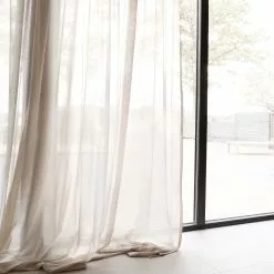 Mimou Vivi Vorhang Recycelt Stoff Doppelt Breite Natur, 290x290 Cm