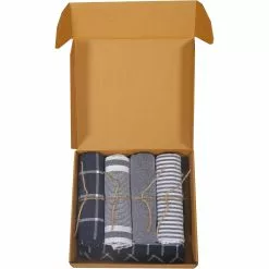 Recycled By Wille Geschenkset Küche 4 Küchenhandtücher + 2 Topflappen, Marineblau