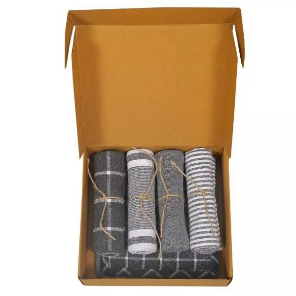 Recycled By Wille Geschenkset Küche 4 Küchenhandtücher + 2 Topflappen, Dunkelgrau 1 Recycled By Wille Geschenkset Küche 4 Küchenhandtücher + 2 Topflappen, Dunkelgrau