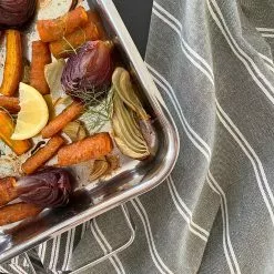 Recycled By Wille Agda Geschirrtuch 2-er Set 50x70 Cm, Olivgrün -Kindertextilien Verkäufe recycled by wille kokshandduk 2 pack agda 50x70 randcham gra vit 6