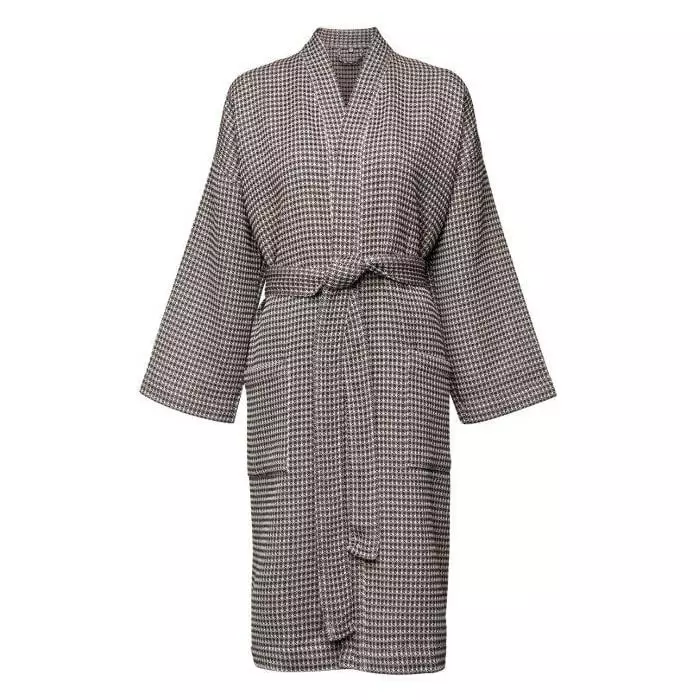 Recycled By Wille Wilma Bademantel Waffelartig Beige / Braun, S-M 1 Recycled By Wille Wilma Bademantel Waffelartig Beige / Braun, S-M