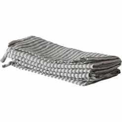 Tell Me More Linen Geschirrtuch 50x70 Cm, Grau / Weiß